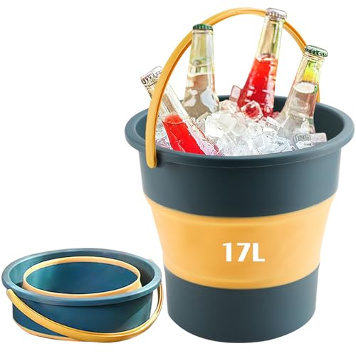 Collapsible Bucket 4.5 Gallon/17L Large Plastic Household Cleaning Mop Buckets Foldable Water Bucket for Car Wash Fishing Camping Beach (Blue) - color: Blue