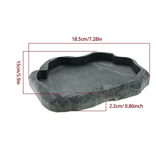 ECSiNG Reptiles Water Tray Tortoise Feeder Lizard Water Dish Resin Drinking Bowl for Tortoise Lizard Frog Terrapin Gecko Spider Scorpion Size M
