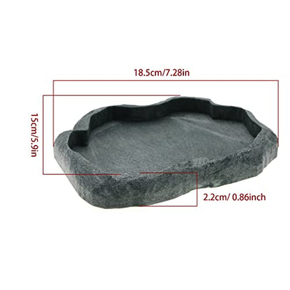 ECSiNG Reptiles Water Tray Tortoise Feeder Lizard Water Dish Resin Drinking Bowl for Tortoise Lizard Frog Terrapin Gecko Spider Scorpion Size M