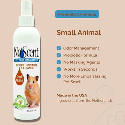 No Scent Small Animal Guinea Pig Cage Cleaner | Hamster & Rabbit Habitat Pet Odor Spray (8 Fl Oz / 237 mL) - size: 8 Fl Oz (Pack of 1)