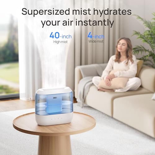 DREO 4L Humidifiers for Bedroom, 36H Runtime, 28 dB Quiet, HM311, Blue | Easy to Refill & Clean, BPA-Free, Nightlight, Supersized Air Humidifiers for Large Room, Baby Nurseries, Plants, Indoor | Easy to Refill & Clean, BPA-Free, Nightlight, Supersized Air