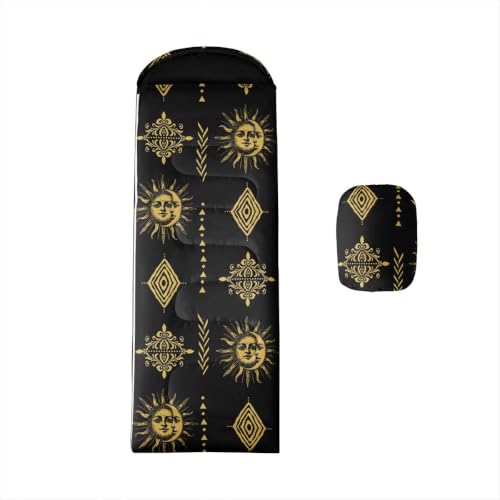 Erosebridal Sugar Skull Kids Sleeping Bag Southwestern Aztec Western Camping Blanket for Hiking Travel Hunting Sleep Bag - color: Black Yellow Gold 2