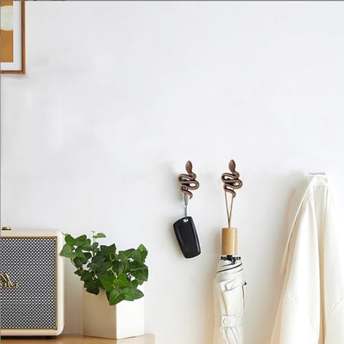 Snake Coat Hooks, Animal Wall Hooks, for Hanging Jackets, Bags, Wardrobes, Towels, Scarves, Kitchen Walls 4 Pieces (Red Bronze) - color: Red Bronze