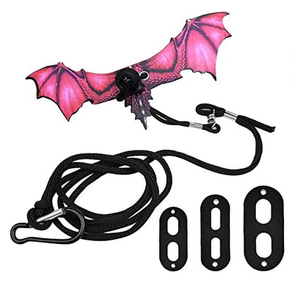 Bearded Dragon Leash, Adjustable Portable Reptile Leash with Cool Wings for Gecko, Bearded Dragon, Iguana, Hamster, Guinea Pig (S+M+L) - color: red
