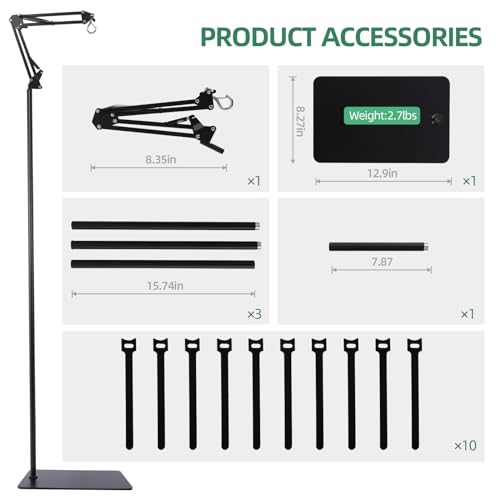 MECESOR 2 Packs 5.5 Inch Reptile Light Fixture and Reptile Lamp Stand Adjustable Height 15.7-73.6inch with 360°Adjustable Swing Arm