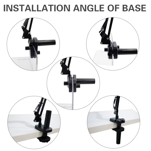 Reptile Heat Lamp Stand Clip-Type, Black Metal Multi-Position Adjustable Light Holder with 360°Swing Arm for Clipping onto Fish Tank, Turtles Chameleons Terrarium (Lamp Not Included)