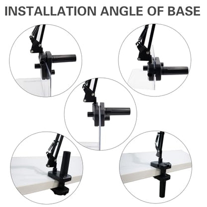 Reptile Heat Lamp Stand Clip-Type, Black Metal Multi-Position Adjustable Light Holder with 360°Swing Arm for Clipping onto Fish Tank, Turtles Chameleons Terrarium (Lamp Not Included)