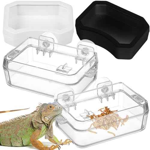 HEMOTON 2pcs Reptile Feeding Bowl for Bearded Dragon and Snakes, Plastic Escape Proof Feeder Dish with High Hardness and Smooth Surface, Suitable for Feeding and Watering