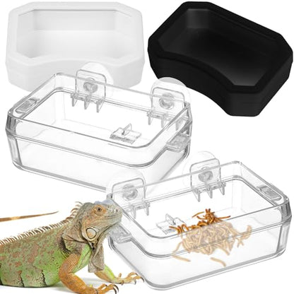 HEMOTON 2pcs Reptile Feeding Bowl for Bearded Dragon and Snakes, Plastic Escape Proof Feeder Dish with High Hardness and Smooth Surface, Suitable for Feeding and Watering