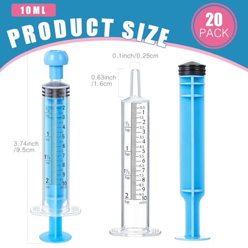 TrelaCo 20 Pack 10ml Oral Syringes with Cap for Liquid Plastic Syringe Without Needle Measuring Dispensing Tools Individually Sealed for Pets Feeding Lab Sample Injection(Blue) - size: Blue
