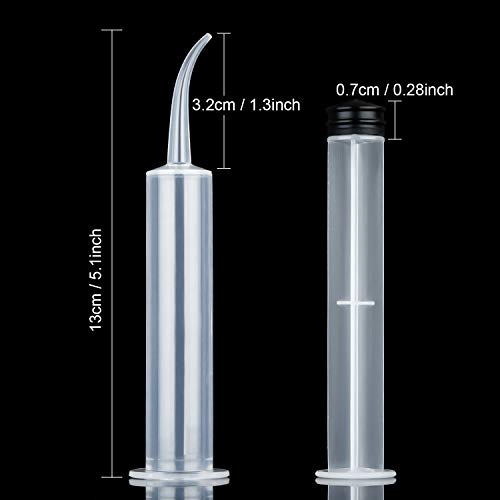 TecUnite 8 Pcs Syringe Dental Irrigation Syringe with Curved Tip | 12cc Disposable Wisdom Teeth Cleaning, Tonsil Stone Removal, Oral Mouth Liquid Measurement, Clear Graduated Marks - style: No Measurement