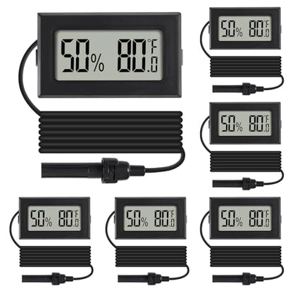 6Pcs Mini Digital Thermometer Hygrometer Gauge Indoor with Probe Sensor LCD Display Meter Temperature Humidity Fahrenheit Meter for Incubator Reptile Plant Tank Garden ℉ - size: 6 PCS