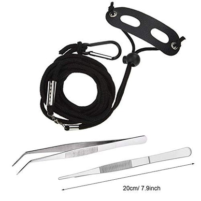 4 PCS Adjustable Bearded Dragon Harness and Leash, 2 Style 3 Size Adjustable Reptile Lizard Leash, 2 PCS Feeding Tweezers for Lizard Reptiles Amphibians Small Pet Animals