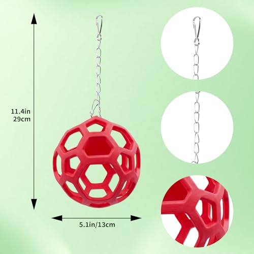 Snake Hammock & Climbing Ball Set - Triangular Breathable Mesh Hammock with 3 Suction Cups, Red Rubber Hollow Ball with Metal Chain, Reptile Climbing Toy & Resting Platform for Ball Python Corn Snake