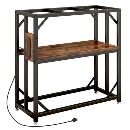 20-29-37 Gallon Fish Tank Stand with Power Outlet,Adjustable Aquarium Stand, Heavy Duty Terrarium Stand,Metal Frame Reptile Turtle Tank Stand Suitable for Home Office,600LBS Capacity, Rustic Brown - color: Rustic Brown, size: 20-29-37 Gallon