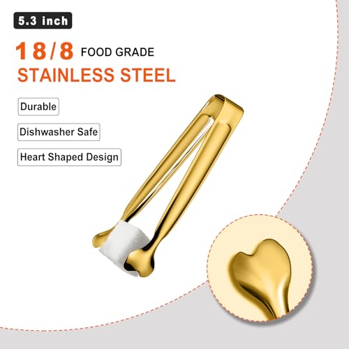 Serving Tongs, Anytrp 12-Packs Stainless Steel Sugar Tongs, 5.3inch Small Tong Kitchen Appetizers Tong for Serving Food, Buffets, Coffee Bar, Tea Party, Desserts Party and Ice Bucket - color: Gold, size: 5.3inch
