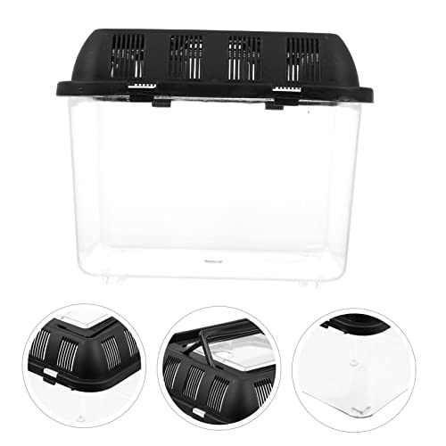 Yardwe Acrylic Portable Reptile Breeding Box Handle PET Display Container for Snakes Frogs and Spiders for Reptile Habitat and Convenient Transport