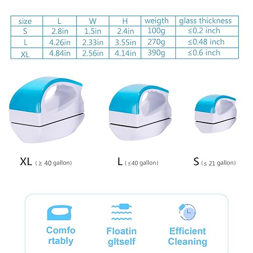 Magnetic Aquarium Fish Tank Glass Algae scrapers Glass Cleaner Scrubber Clean Brush [Floating,Scratch-Free,Non-Slip,magnetizing] S - color: Light Blue