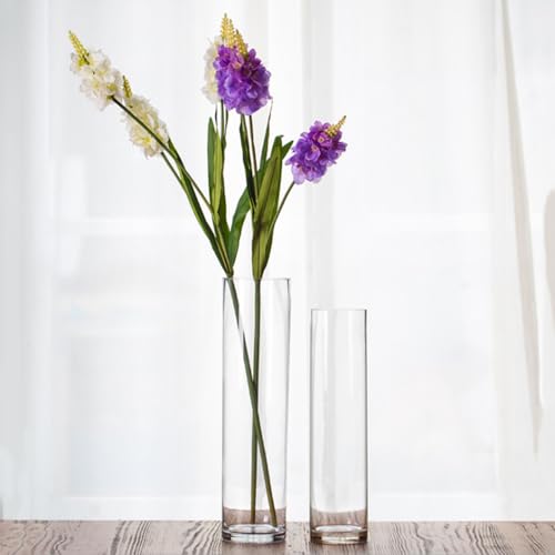 WGVI Quality Thick Weighted Clear Cylinder Glass Vases, 3" W x 10" H, Flower Bud Vase Skinny Narrow Floral Bouquet Container for Wedding Centerpieces Tabletop Pen Brush Holder, 1 Piece - size: 3"x10"H