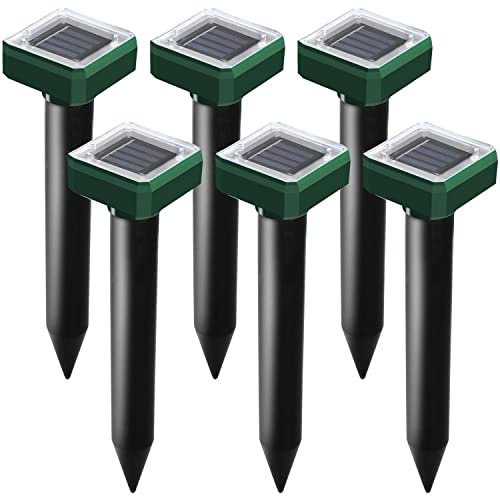 Mole Repellent Solar Powered, 6 Pack Solar Mole Repellent Ultrasonic for Vole, Snakes, Gopher, Waterproof Sonic Vole Deterrent Spikes,Snake Gopher for Garden and Yard - size: 6PCS
