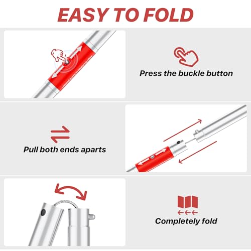 50" Collapsible Snake Grabber Tongs, Stainless Steel Snake Catcher Tool | Wide Jaws & Non-Slip Handle – Humane Reptile Handling Tool for Home, Yard & Outdoor Safety