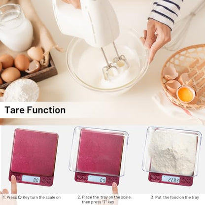 Fuzion Small Gram Scale 3000g, Digital Kitchen Food Scale, Gram and Ounce | Ombré, 0.1g Accuracy, 6 Modes, 2 Trays Included, Tare, Piece Counting, For Food, Coffee, Cooking, Herb, Reptiles, Coins - color: Ombré Gold-Pink