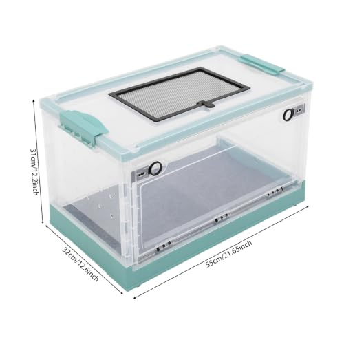 Terrarium for Reptiles Foldable, Portable Reptile Enclosure with Ventilation Mesh & Clear Panel, Small Animal Habitat Tank for Bearded Dragon Snake Gecko Lizard - color: Light Blue+Clear, Clear+Black