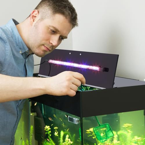 Sieral Aquarium Lids Polycarbonate Canopy with LED Light 2 Pcs Set 22.95 x 11.5 x 0.12 Inch for 33/40/55 Gallon with Center Brace Aquariums Cover Fish Tank Lid with a Hook Knife, Black - color: Black, size: 48 x 13 Inch