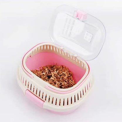 Pink Travel Small Animals Hamster Hedgehog Guinea Pig Cage Carrier for Hamsters Hedgehogs Ferret Bird Parrot Guinea Pig Travel Carrier Cage with Handle Breathable Small Animal Guinea Pig Cage Carrier - color: Pink