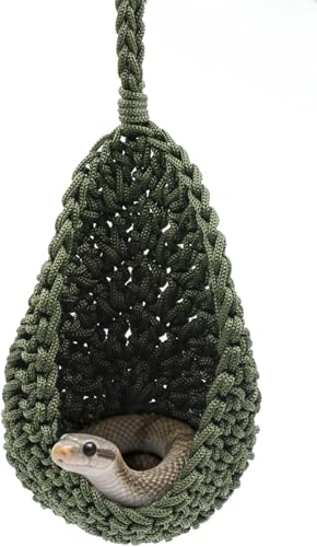 Beard Dragon Hammock Hanging Nylon Woven Nest for Reptile Habitat Enrichment Hideout Toy for Small Pet Snake Lizard Rat Hamster Gecko (Green) - color: Green