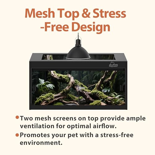 20 Gallon PVC Reptile Enclosure, RepWild 24"x18"x12" Terrarium/Tank with Heavy-Duty Screen Top, Glass Sliding Doors & Lock for Bearded Dragons, Ball Python, Geckos, Lizards - size: 24"W x 18"D x 12"H