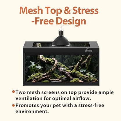 20 Gallon PVC Reptile Enclosure, RepWild 24"x18"x12" Terrarium/Tank with Heavy-Duty Screen Top, Glass Sliding Doors & Lock for Bearded Dragons, Ball Python, Geckos, Lizards - size: 24"W x 18"D x 12"H