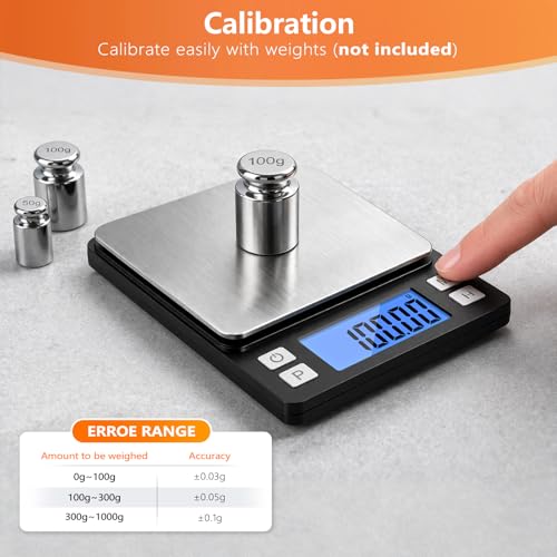 BOMATA 0.01g High Precision Jewelry Scale, 1000g Digital Gram Scale, Black | Small & Portable Design with Hold, Tare & Counting Function, Precise for Gold, Bullion, Coins, Gemstones & Crafts - color: Black
