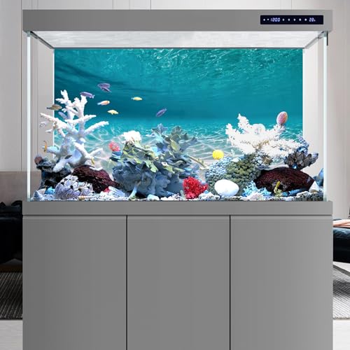 72x16 in Undersea Vinyl Aquarium Backdrop Ocean Floor Fish Tank Background - size: 72x16in/180x40cm