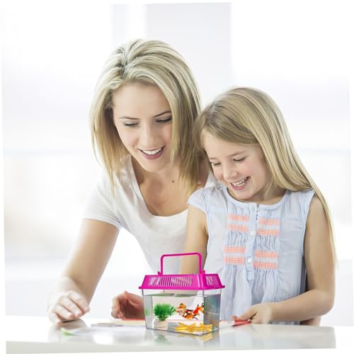 UKCOCO 4pcs Portable Turtle Feeding Box Transparent Reptile Habitat for Pets for Safe Transport Play Aquarium with Ventilation Design