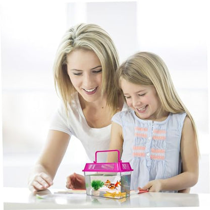 UKCOCO 4pcs Portable Turtle Feeding Box Transparent Reptile Habitat for Pets for Safe Transport Play Aquarium with Ventilation Design