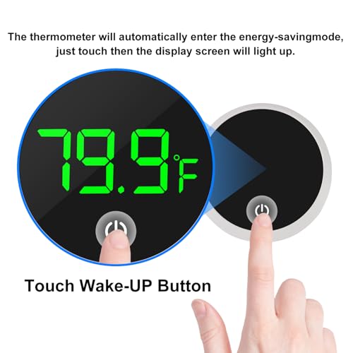 3Pcs Digital Aquarium Thermometer Fish Tank Digital LED Display Thermometer Fahrenheit Aquarium Temperature Sensor with LED Touch Screen for Aquarium Glass Containers Plant Reptile Turtle Tank - color: 3pcs round-white