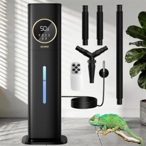 Reptile Fogger Humidifier 8L/2.1Gal, Humidifiers for Reptiles Tank | Humidifier for Plants Indoor, Reptile Fogger with Humidity Control, Humidity Probe, Expandable Hose, Terrarium, Grow Tent