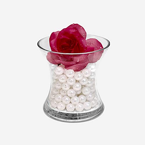WGV Unique Bouquet Vase, 5.5" W, 6" H, Clear Short Hurricane Concaved Neiman Glass Floral Container, Home Wedding Event Decor, 1 Piece (VHV0606) - size: Concaved 6"H