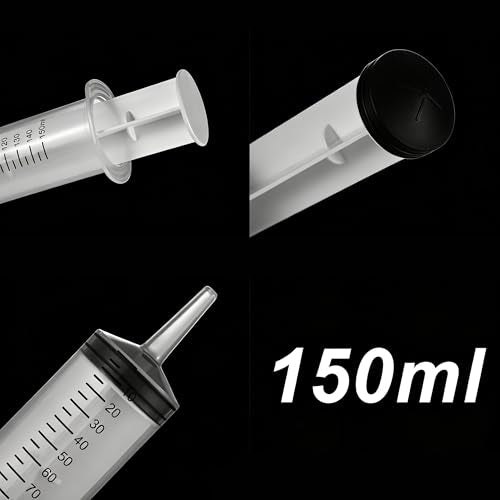 2 Pack 150ml Large Syringes Big Syringes, Large Garden Syringe for Scientific Labs, Measuring, Watering, Refilling (150 ML) (150 ML（3 PCS）) - size: 150 ML（3 PCS）