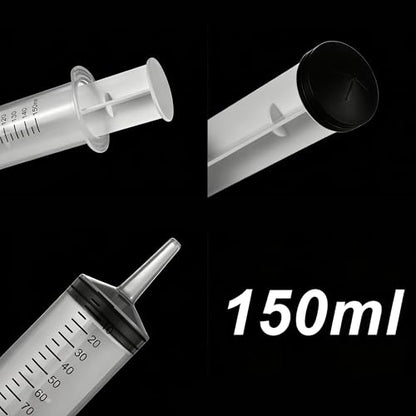 2 Pack 150ml Large Syringes Big Syringes, Large Garden Syringe for Scientific Labs, Measuring, Watering, Refilling (150 ML) (150 ML（3 PCS）) - size: 150 ML（3 PCS）