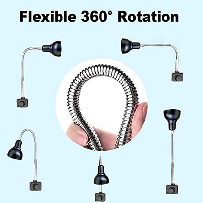 Reptile Heat Lamp, Lamp for Aquarium Turtle Tank with 25w+50w Basking Spot Light Bulbs and 360° Swivel Clamp for Turtle, Snake, Lizard, Cockatoo, Chameleon Etc, Yellow - color: Lamp Holder A+2 Bulbs