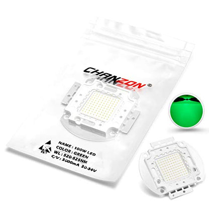 CHANZON High Power Led Chip 100W Green | (3000mA / DC 30V - 34V / 100 Watt) Super Bright Intensity SMD COB Light Emitter Components Diode Bulb Lamp Beads DIY Lighting - color: H) Green
