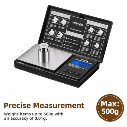 Gram Scale- 500g Ultra-Precise Digital Scale .01 Gram Accuracy for Jewelry, Diamonds, Gold & Silver, Portable Pocket Scale with LCD Display, Tare Function - Perfect for Jewelers & Collectors