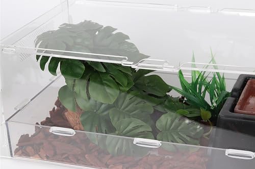 Fake Monstera Reptile Terrarium Plants for Ball Python Snake Gecko | Reptile Artificial Plants, Fits Bearded Dragon Crested Gecko Lizard Frog Tortoise Tank Enrichment - color: A-fake Monstera