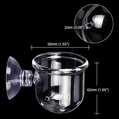 WEAVERBIRD Aquarium Crystal Glass Cone Feeder Red Worm Fish Tank Plant Shrimp Feeder Punch Cup Fish Feeding Cup with Suction Cup, 2 Pack