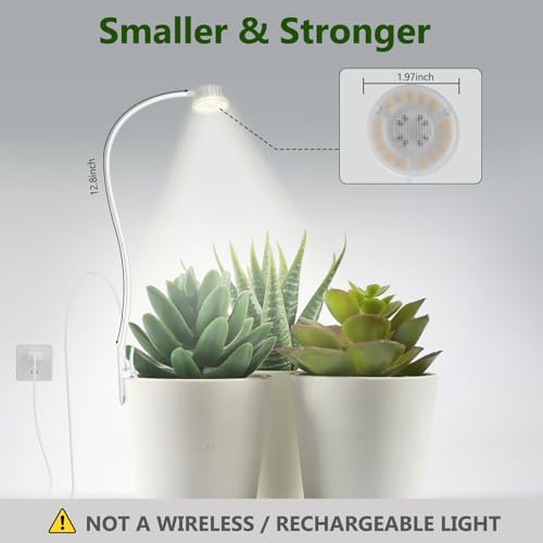 Shyineyou Small Grow Lights for Indoor Plants Full Spectrum,Plant Lights for Indoor Growing, Clip on Plant Grow Light with 3/9/12H Timer for Succulents,Small Plants, 2-Pack - size: 2P