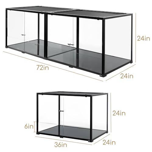 Extra Large Reptile Terrarium 72" x 24" x 24" Reptile Tank, Upgrade Splicable Tank Can Be Used as 2 Separate Habitats, Giant Terrarium with Double Front Sliding Doors