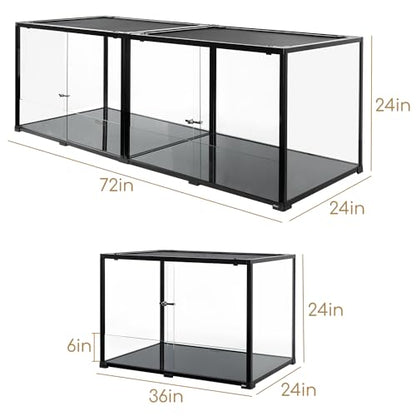 Extra Large Reptile Terrarium 72" x 24" x 24" Reptile Tank, Upgrade Splicable Tank Can Be Used as 2 Separate Habitats, Giant Terrarium with Double Front Sliding Doors