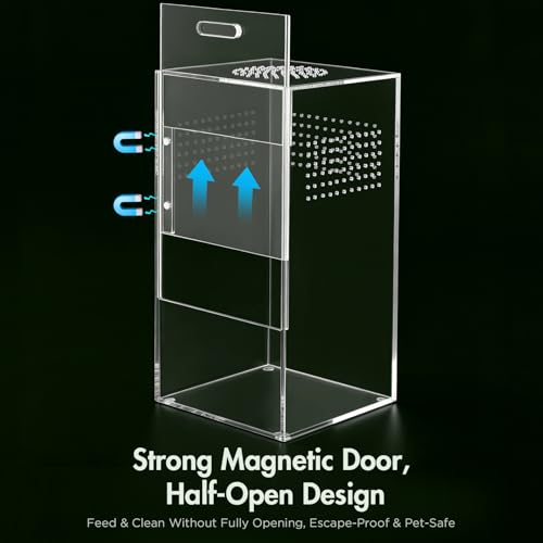 Pre-Assembled Jumping Spider Enclosure, All-Side Ventilation | 5"×5"×10" Escape-Proof Acrylic Habitat Terrarium with Magnetic Door for Jumping Spider, Tarantula, Praying Mantis, Snail - size: Large Vertical (5"×5"×10")